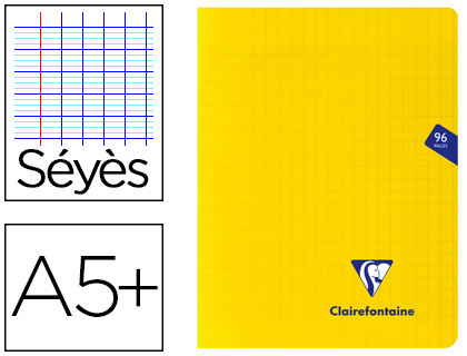 CAHIER PIQU CLAIREFONTAINE MIMESYS COUVERTURE POLYPROPYLNE A5+ 17X22CM 96 PAGES 90G RGLURE SYS COLORIS JAUNE