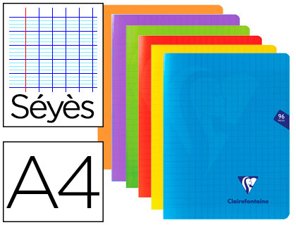 CAHIER PIQU CLAIREFONTAINE MIMESYS COUVERTURE POLYPROPYLNE A4 21X29,7CM 96 PAGES 90G RGLURE SYS INCOLORE