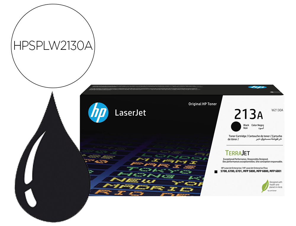 TONER LASER HP ORIGINAL 213A (W2130A) 3500P NOIR