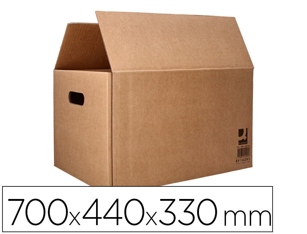 CAISSE AMERICAINE Q-CONNECT ULTRA-RESISTANTE AVEC POIGNEES DOUBLE CANNELURE 7MM 700X440X330MM COLORIS KRAFT