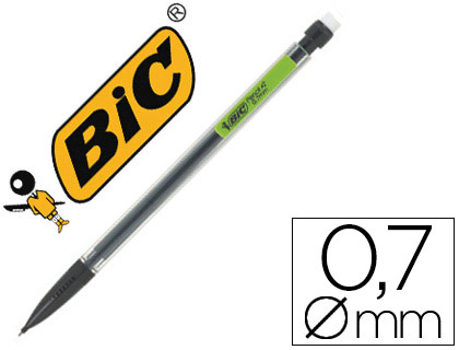 PORTE-MINE BIC MATIC CLASSIC 0.7MM EMBOUT GOMME CORPS TRANSPARENT INTRIEUR GRIS AGRAFE COLORE 3 MINES HB      ORIGINAL