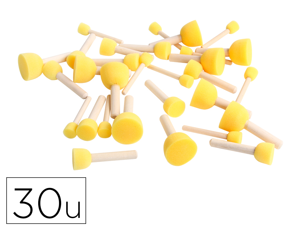 TAMPON O'COLOR POCHOIR EN POUSSE MANCHE BOIS NATUREL    DIAMETRE 20MM 30MM 45MM LOT   30 UNITES