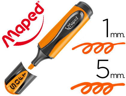 SURLIGNEUR MAPED FLUO'PEPS ULTRASOFT POINTE BISEAUTE TRAC 1/5MM EMBOUT FLEXIBLE COLORIS ORANGE