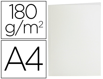 SOUS-CHEMISE LIDERPAPEL PAPIER CARTONNE 180G/M2       310X230MM DOCUMENT A4 COLORIS BLANC