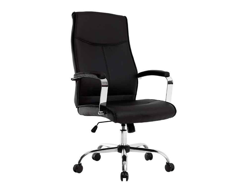 FAUTEUIL DE DIRECTION Q-CONNECT MODENA SIMILI CUIR BASE ACIER CHROME HAUTEUR MAX 1210MM LARGEUR 630MM PROF 680MM NOIR