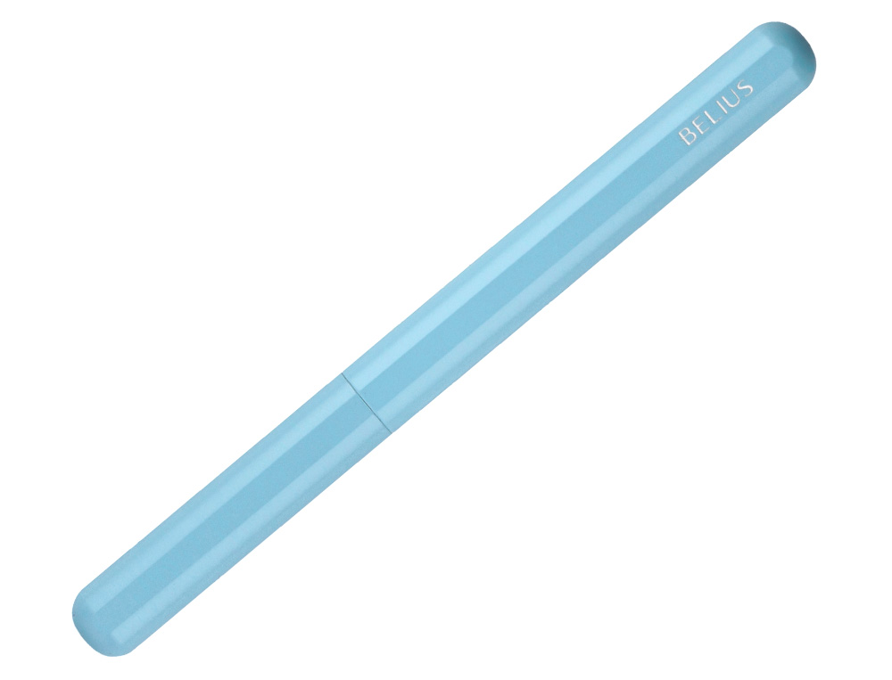 STYLO-PLUME ET ETUI EN SIMILI CUIR BELIUS SPACE B MONOCHROME SANS AGRAFE ENCRE BLEUE COLORIS BLEU DANS COFFRET CADEAU