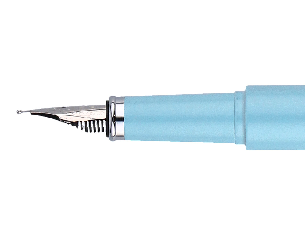 STYLO-PLUME ET ETUI EN SIMILI CUIR BELIUS SPACE B MONOCHROME SANS AGRAFE ENCRE BLEUE COLORIS BLEU DANS COFFRET CADEAU