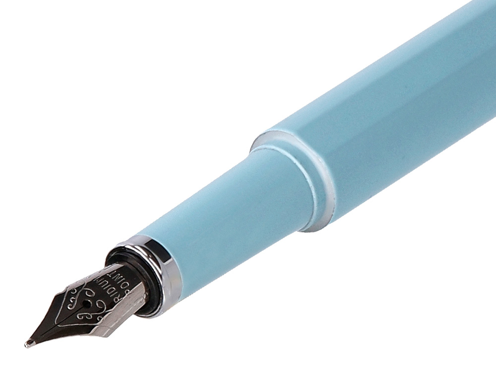 STYLO-PLUME ET ETUI EN SIMILI CUIR BELIUS SPACE B MONOCHROME SANS AGRAFE ENCRE BLEUE COLORIS BLEU DANS COFFRET CADEAU