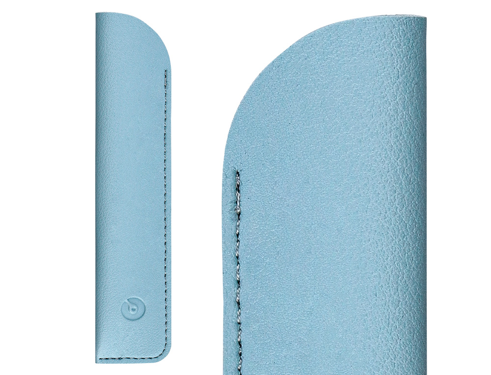 STYLO-PLUME ET ETUI EN SIMILI CUIR BELIUS SPACE B MONOCHROME SANS AGRAFE ENCRE BLEUE COLORIS BLEU DANS COFFRET CADEAU