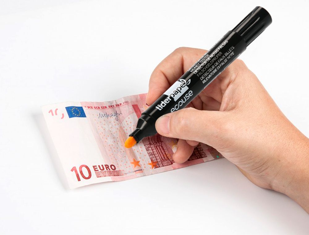 STYLO LIDERPAPEL ECOUSE DETECTEUR FAUX-BILLETS POINTE OGIVE TRACE 3MM BLISTER