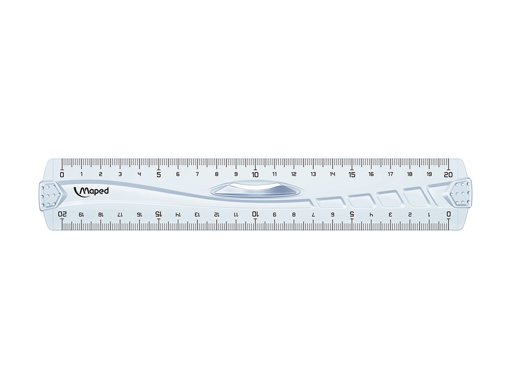 REGLE PLATE MAPED GEOMETRIC DOUBLE DECIMETRE EN PLASTIQUE RECYCLE SACHET INDIVIDUEL     20CM