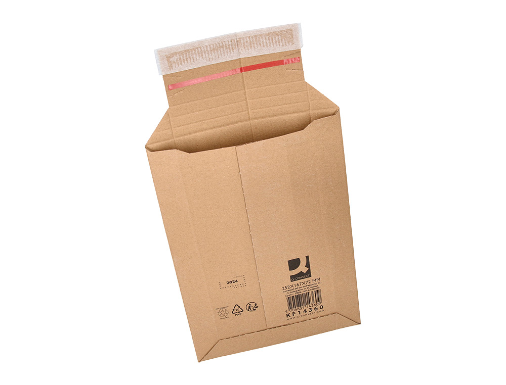POCHETTE D'EXPEDITION Q-CONNECT CARTON 100% RECYCLE ET RECYCLABLE FERMETURE AUTO-ADHESIVE 252X167X72MM COLORIS KRAFT