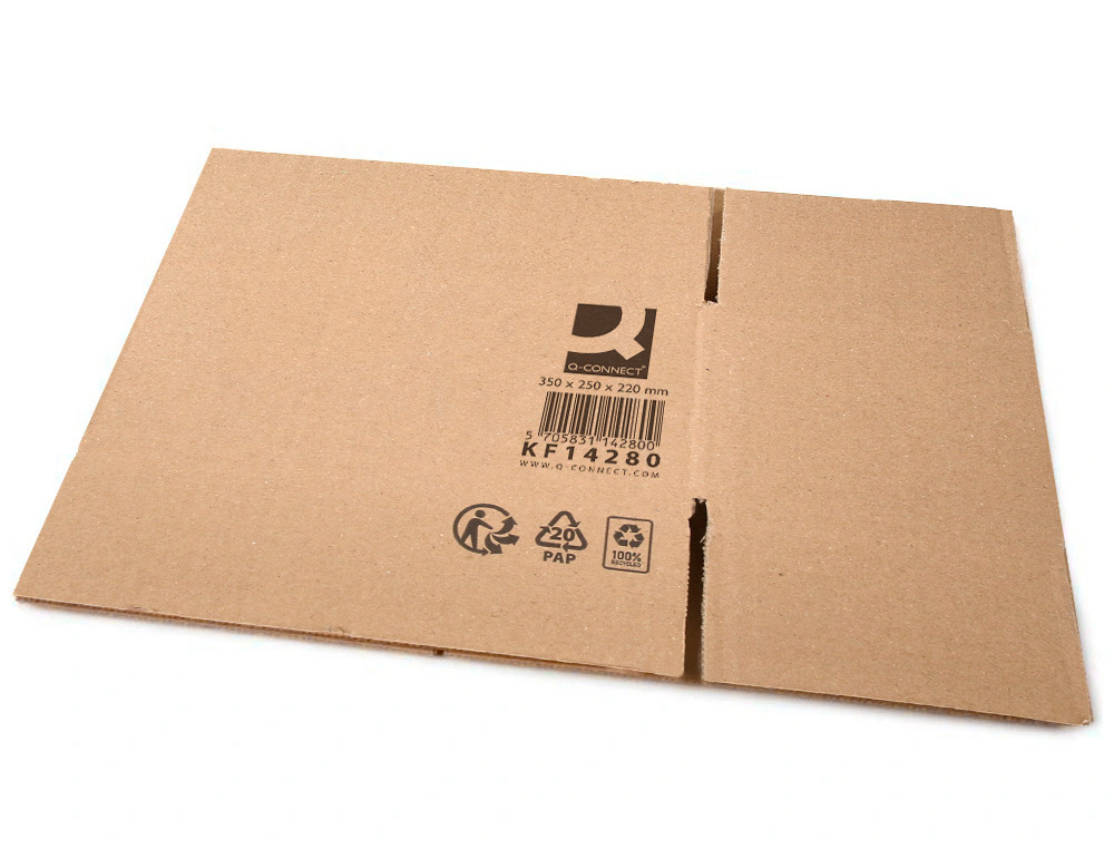 CAISSE AMERICAINE Q-CONNECT CARTON RECYCLE CANNELURE 5MM 350X250X220MM