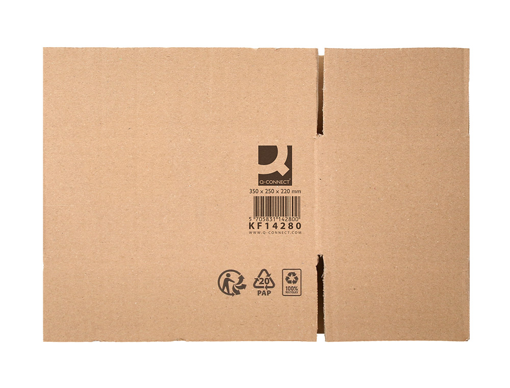 CAISSE AMERICAINE Q-CONNECT CARTON RECYCLE CANNELURE 5MM 350X250X220MM
