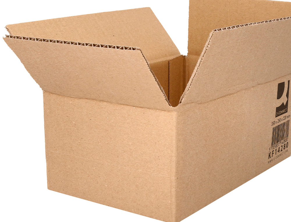 CAISSE AMERICAINE Q-CONNECT CARTON RECYCLE CANNELURE 5MM 350X250X220MM
