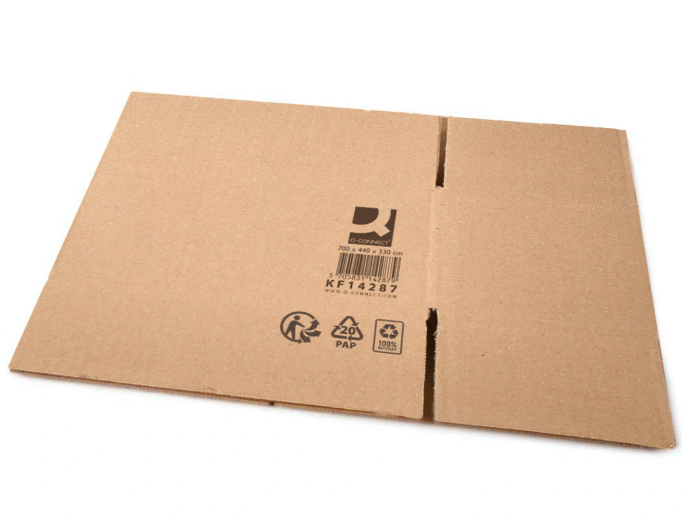 CAISSE AMERICAINE Q-CONNECT ULTRA-RESISTANTE CARTON RECYCLE DOUBLE CANNELURE 7MM 700X440X330MM COLORIS KRAFT