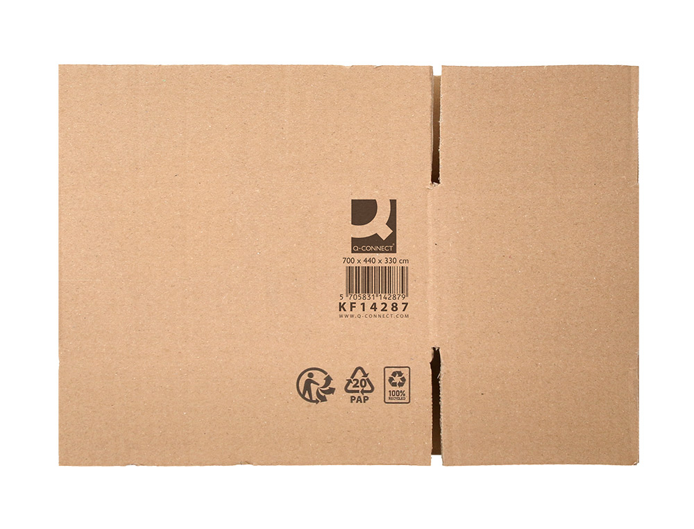 CAISSE AMERICAINE Q-CONNECT ULTRA-RESISTANTE CARTON RECYCLE DOUBLE CANNELURE 7MM 700X440X330MM COLORIS KRAFT