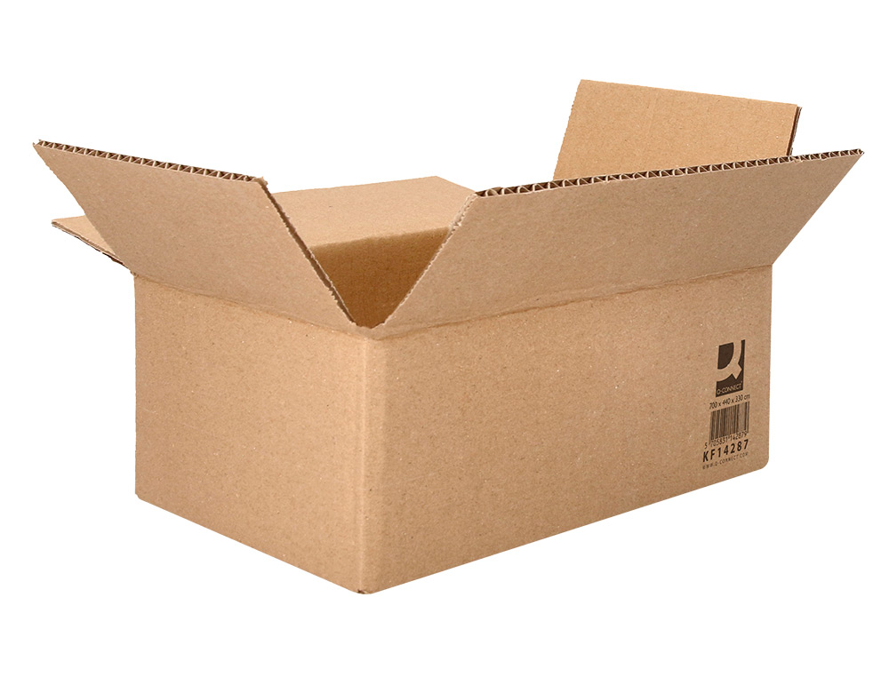 CAISSE AMERICAINE Q-CONNECT ULTRA-RESISTANTE CARTON RECYCLE DOUBLE CANNELURE 7MM 700X440X330MM COLORIS KRAFT