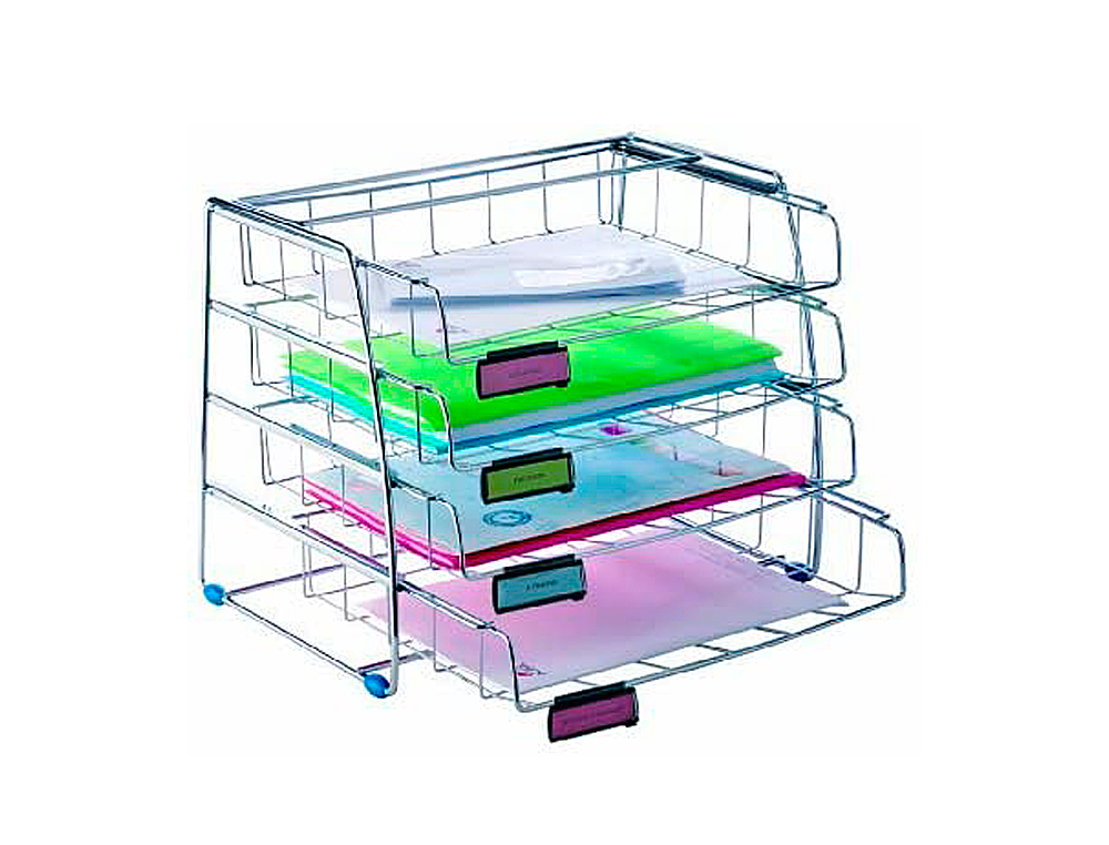 CORBEILLE  COURRIER ALBA MTAL CHROM ITALIENNE CHARGEMENT FRONTAL AMOVIBLE PATINS ANTIDRAPANTS 405X335X330MM SET 4U