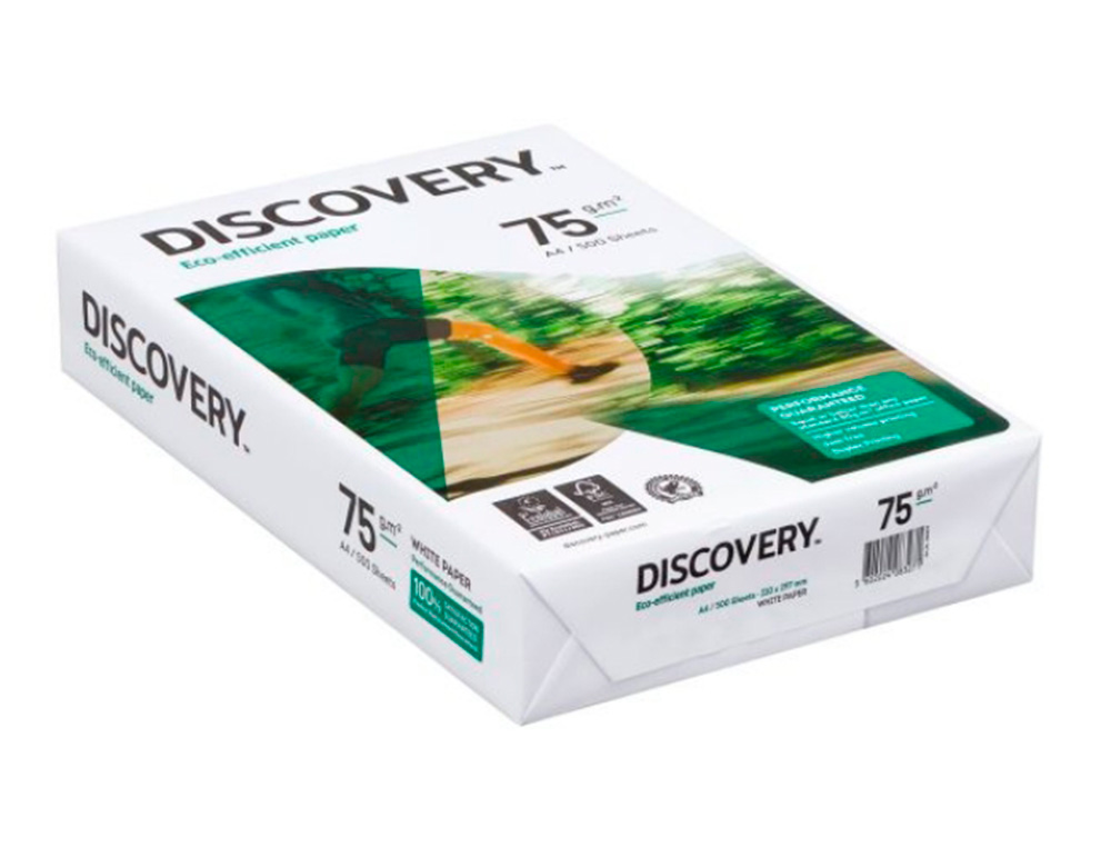PAPIER DISCOVERY MULTIFONCTION GRAND VOLUME SANS BOURRAGE A4 75G/M2 BLANCHEUR 161 OPACITÉ 92 RIGIDITÉ 100 500 FEUILLES