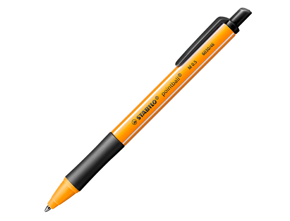 STYLO-BILLE STABILO POINTBALL PLASTIQUE RECYCLÉ 3500M D'ÉCRITURE RECHARGEABLE RÉTRACTABLE GRIP ANTIDÉRAPANT NOIR