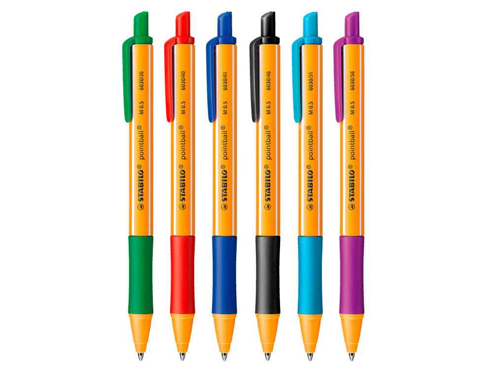 STYLO-BILLE STABILO POINTBALL PLASTIQUE RECYCLÉ 3500M D'ÉCRITURE RECHARGEABLE RÉTRACTABLE GRIP ANTIDÉRAPANT NOIR