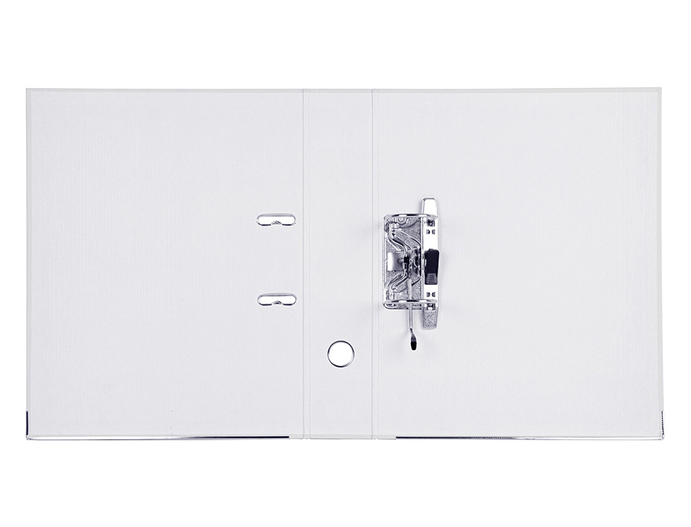 CLASSEUR LEVIER LIDERPAPEL DOCUMENTA FOLIO CARTON REMBORDE DOS 75MM RADO METALLIQUE COLORIS BLANC