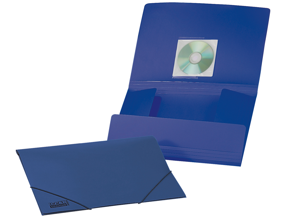 CHEMISE LIDERPAPEL POLYPROPYLNE DOS FLEXIBLE A4 210X297MM 4/10E 3 RABATS LASTIQUE 100F COLORIS BLEU OPAQUE