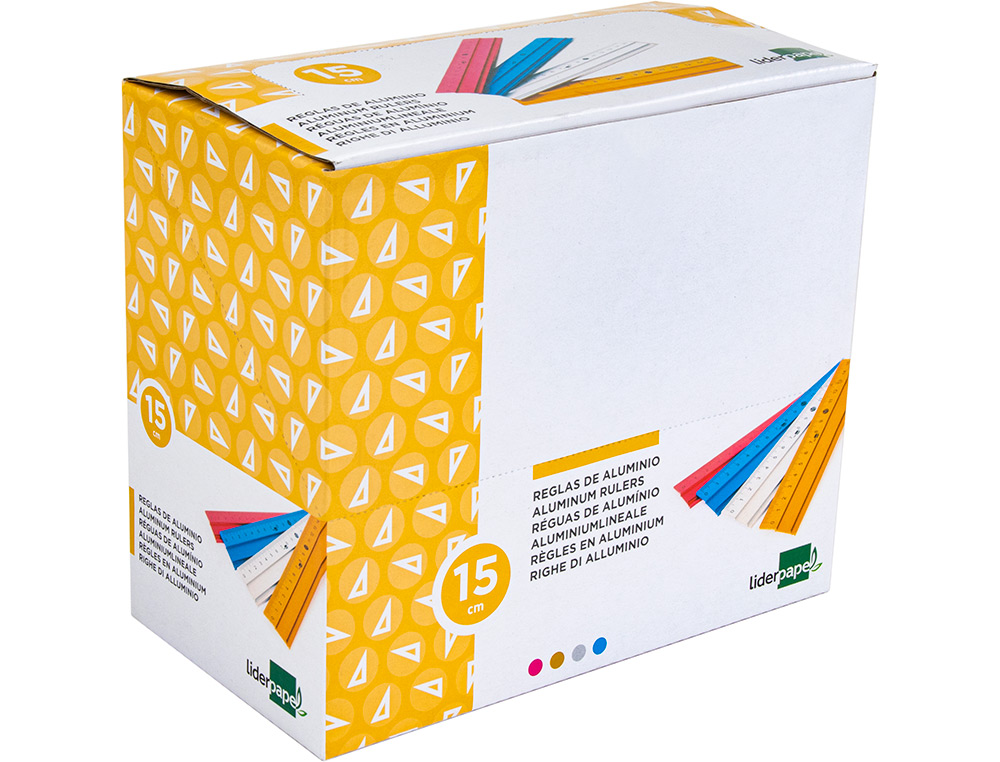 RÈGLE LIDERPAPEL 15CM GAMME ALUMINIUM COLORIS ASSORTIS