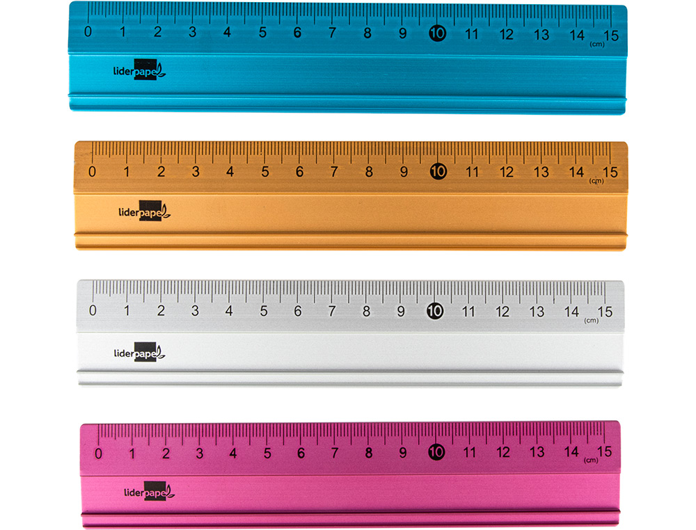 RÈGLE LIDERPAPEL 15CM GAMME ALUMINIUM COLORIS ASSORTIS