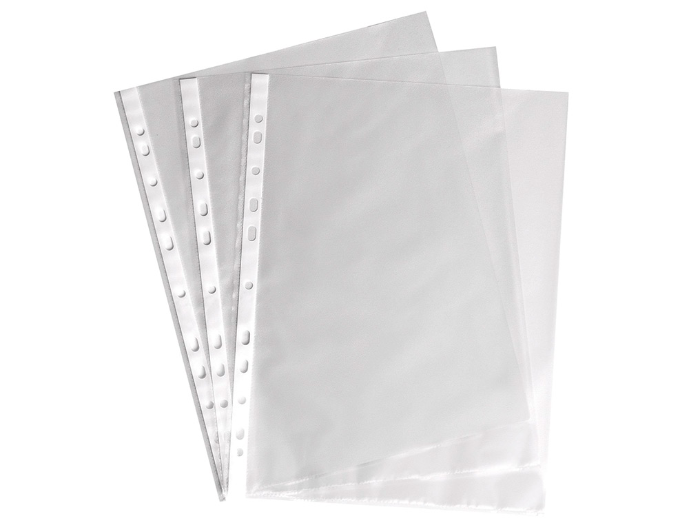 POCHETTE Q-CONNECT POLYPROPYLNE LISSE 10/100E PERFORE CRISTAL ANTISTATIQUE A4 210X297MM BOITE DE 100 UNITES