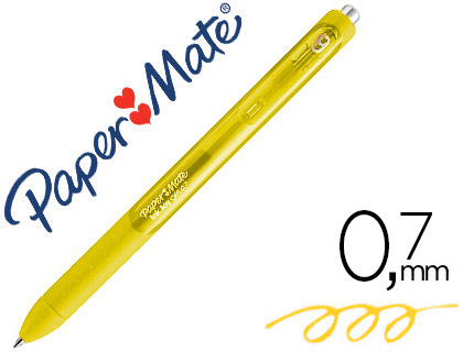 STYLO-BILLE PAPER MATE INKJOY GEL RTRACTABLE CRITURE MOYENNE 0.7MM ENCRE DOUCE GRIP COLORIS JAUNE