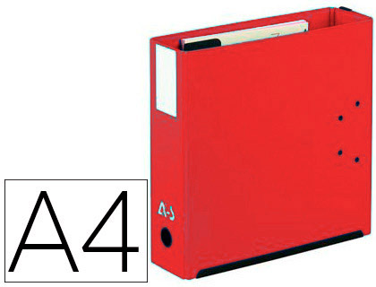 CLASSEUR LEVIER ARIANEX A4 CARTON EXTRA FORT RECOUVERT PVC 50MM PORTE-TIQUETTE FERMETURE BOUTON PRESSION ROUGE
