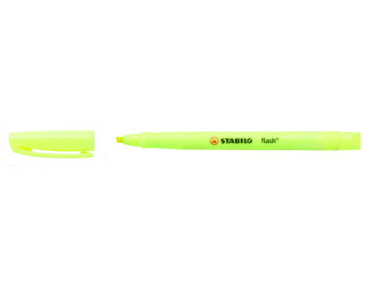SURLIGNEUR STABILO FLASH TRAC 1/3.5MM POINTE BISEAUTE AGRAFE FORMAT STYLO COULEUR JAUNE