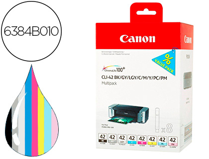 CARTOUCHE CANON JET D'ENCRE CLI-42 PIXMA PRO-100/100S MULTIPACK DE 8 COULEURS 13ML BK GY LGY CM Y PC PM