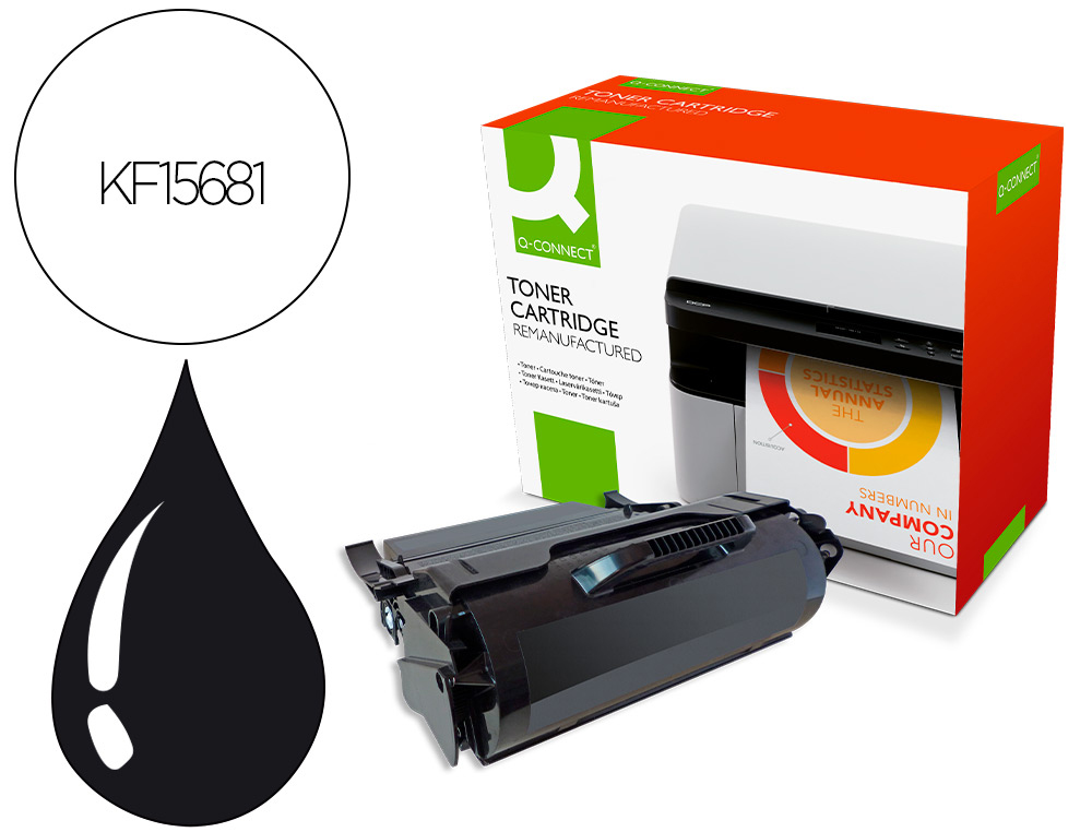 TONER Q-CONNECT COMPATIBLE LEXMARK T650H21E T650QCN POUR IMPRIMANTES T650 652 654 656 COULEUR NOIR 25000P