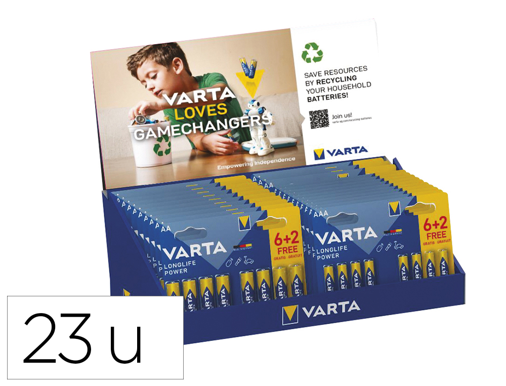PRESENTOIR COMPTOIR VARTA PILE LONGLIFE POWER 6+2       BLISTER 10XAAA/LR03 +         13XAA/LR6
