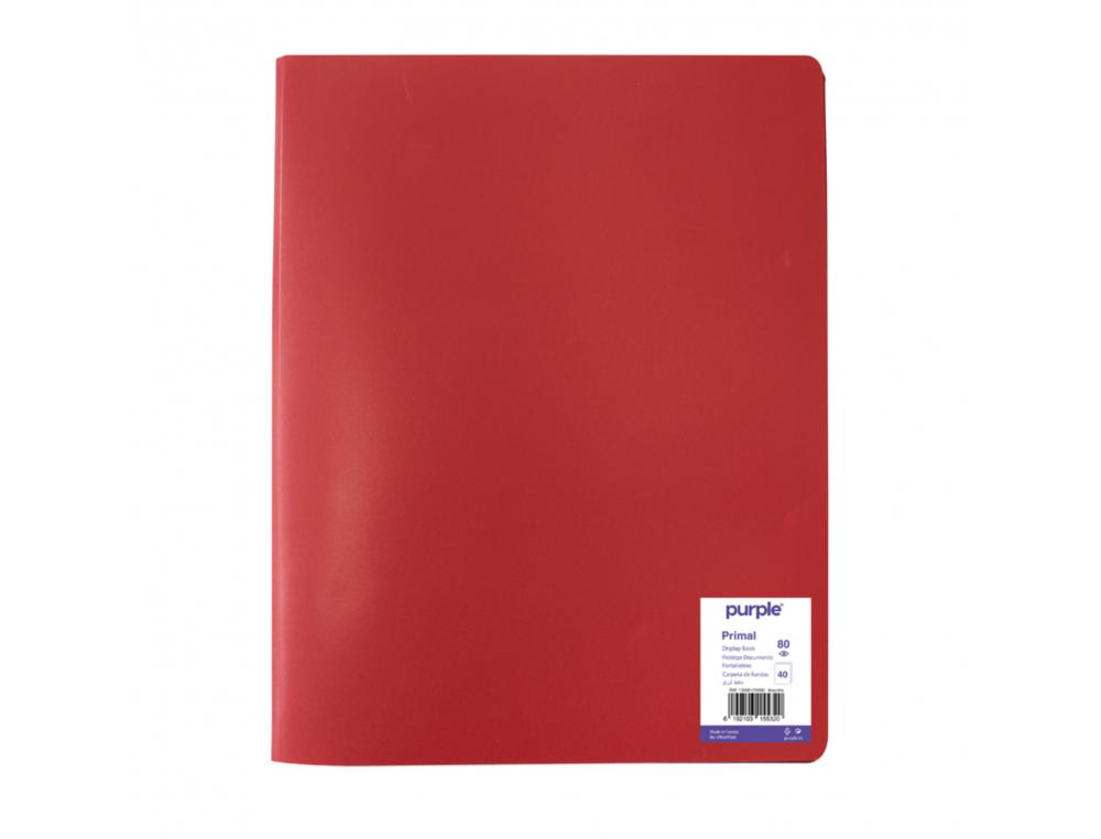 PROTEGE-DOCUMENTS OFFICE PLAST ECO GREEN RECYCLE 40    VUES QUALITE PP 40 MICRONS    GRAINE COLORIS ROUGE