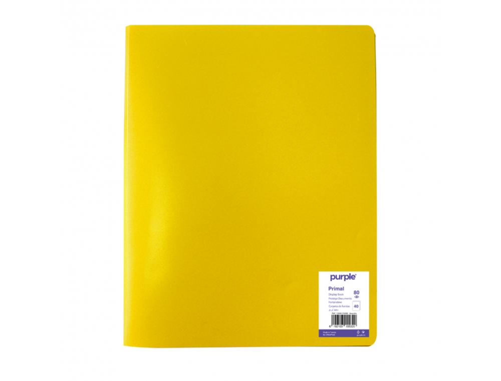 PROTEGE-DOCUMENTS OFFICE PLAST ECO GREEN RECYCLE 40    VUES QUALITE PP 40 MICRONS    GRAINE COLORIS JAUNE