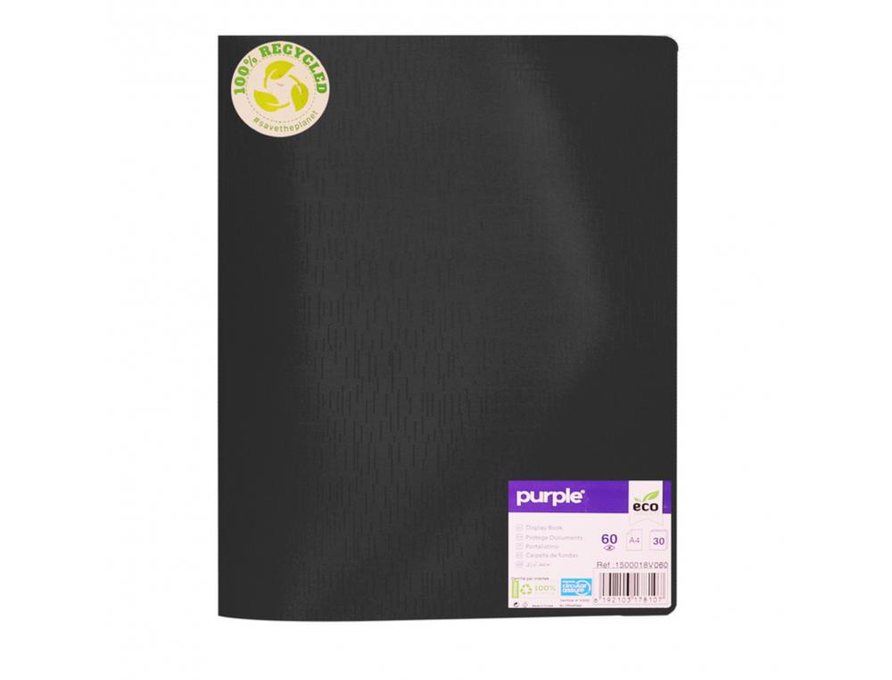 PROTEGE-DOCUMENTS OFFICE PLAST ECO GREEN RECYCLE 60    VUES QUALITE PP 40 MICRONS    GRAINE COLORIS  NOIR