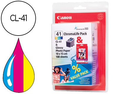 CARTOUCHE CANON JET D'ENCRE 0617 B001-CL41 3 COULEURS CYAN/MAGENTA/JAUNE 155P