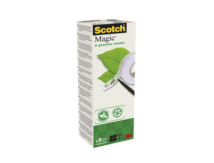 RUBAN ADHSIF SCOTCH MAGIC GREEN INVISIBLE RECYCL 19MMX33M TOUR 9 ROULEAUX