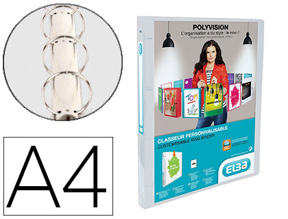 CLASSEUR PERSONNALISABLE OXFORD POLYVISION 4 ANNEAUX 15MM POLYPROPYLNE DOS 20MM 60F POCHETTE CRISTAL INCOLORE