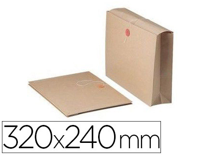 POCHETTE  ARCHIVES FAST CARTON KRAFT BRUN L240XH320MM SOUFFLET 10CM RABAT FERMETURE AMRICAINE PACK 25 UNITS