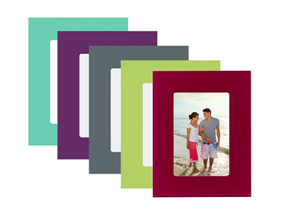 CADRE PHOTO VERRE TREMP PIED CHEVALET BORDS RONDS EFFAABLE 18X23CM 5 COLORIS ASSORTIS VERT ROUGE GRIS TURQUOISE PRUNE