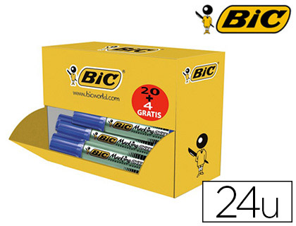 MARQUEUR BIC PERMANENT VALUE ONYX CORPS MTAL ENCRE SOLVANT AROMATIQUE TOUS SUPPORTS MTAL PLASTIQUE VERRE BLEU 24U