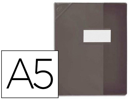 PROTGE-CAHIER ELBA STRONG LINE PVC CRISTAL 15/100E SANS PHTALATES COINS RENFORCS A5+ 170X220MM COLORIS NOIR OPAQUE