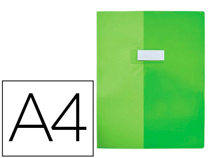 PROTGE-CAHIER ELBA STRONG LINE PVC CRISTAL 15/100E RABATS PORTE-TIQUETTE ET TIQUETTE A4 210X297MM VERT CRISTAL