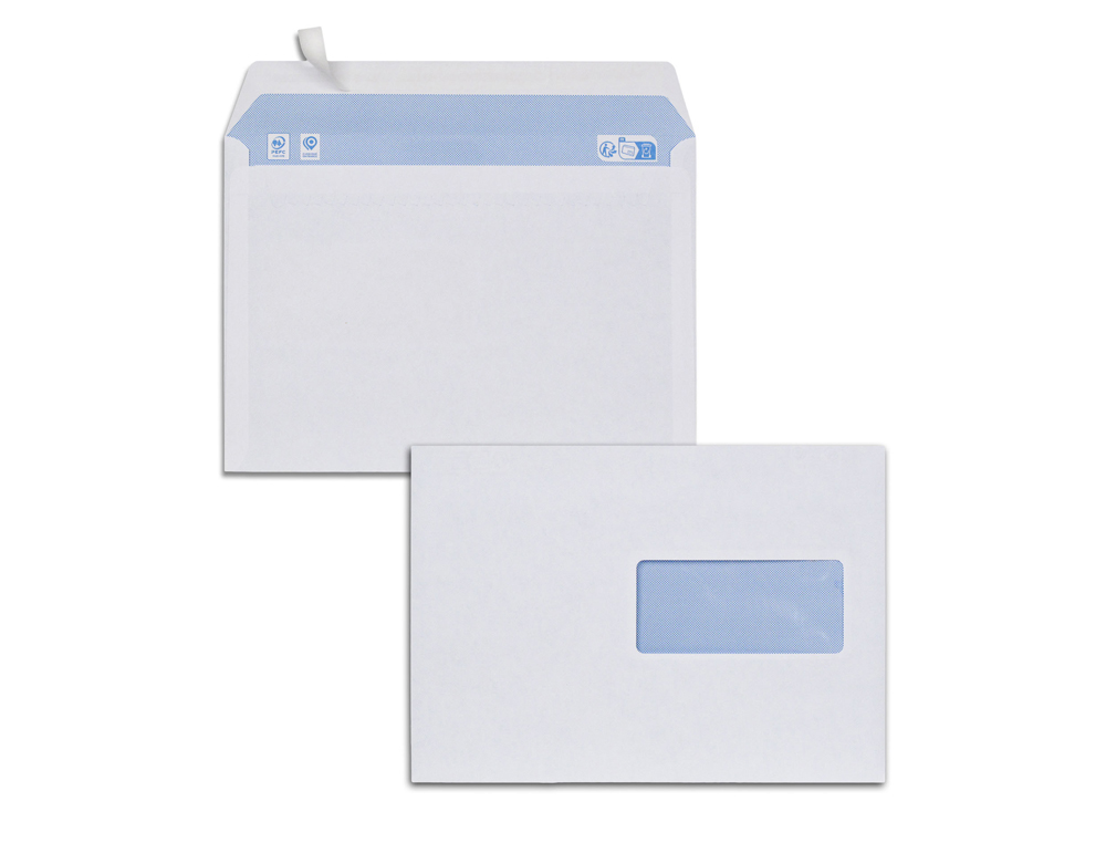 ENVELOPPES BLANCHES C5 80G F45ADHESIVES 162X229MM PEFC ECO  BOITE DE 500 UNITES