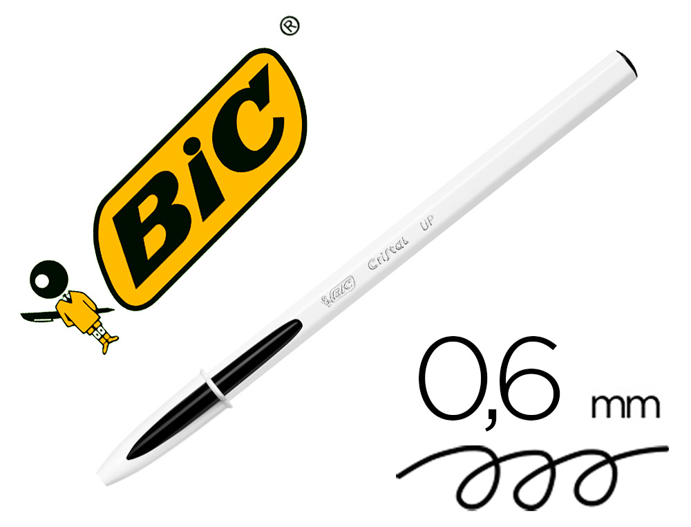 STYLO-BILLE BIC CRISTAL UP ENCRE EASY GLIDE POINTE 1.2MM COLORIS NOIR